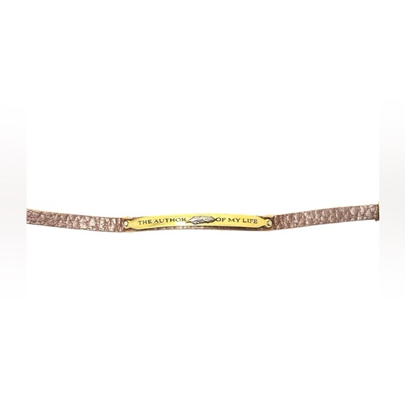 Brown Leather Bracelet with Gold Plate – “Author of My Life” Adjustable - Picture 1 of 4